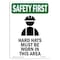 Signmission OSHA SAFETY FIRST Sign, Hard Hats Must Be W/ Symbol, 10in X 7in Decal, 7" W, 10" H, Portrait OS-SF-D-710-V-11150 - alternate 1